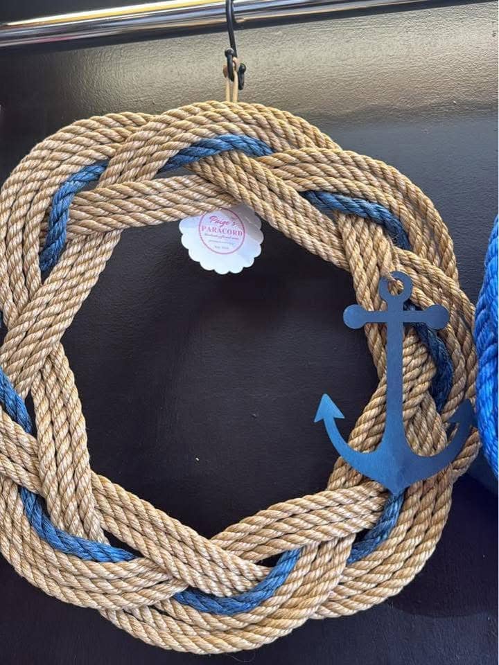 14 inch tan with navy and navy anchor for wholesale by Paige's Paracord and More