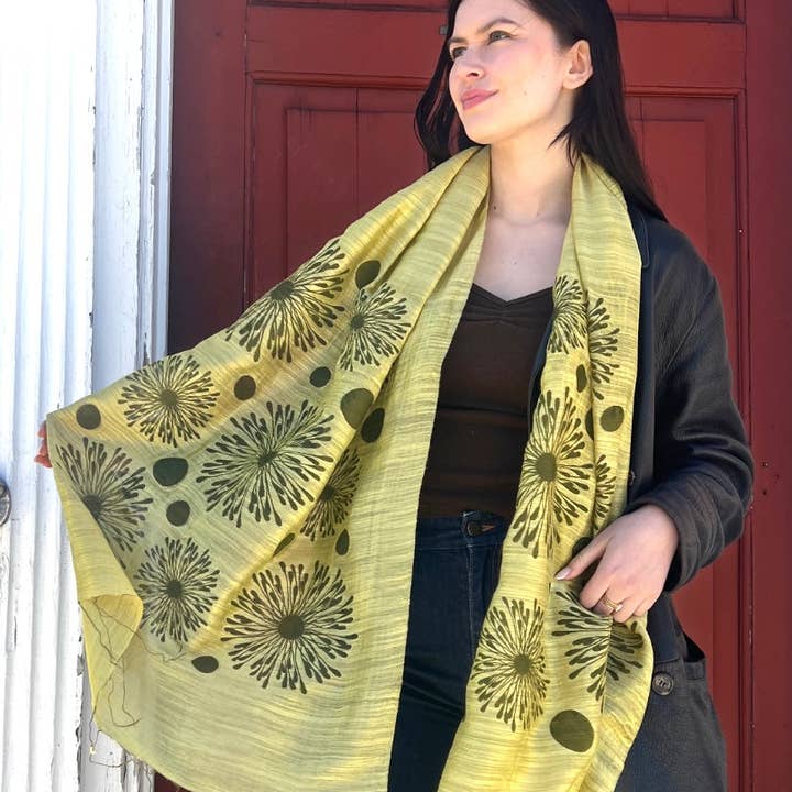 Wooven - Wholesale Scarf - Women's - Screen Printed Silk Blend Scarves in 13 colors and patterns, hand printed in Vietnam1