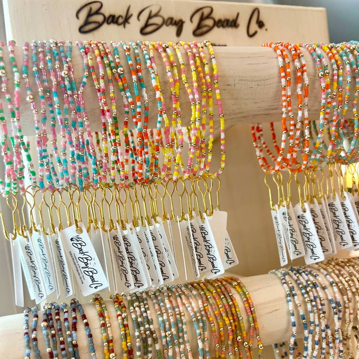 Back Bay Bead Company - Wholesale Beaded Bracelet - Seed Bead Stretch Bracelet Gold Filled Color Bead Bracelets 18