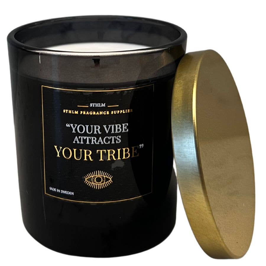 Stockholm Fragrance – wholesale Jar/filled candle – "Your Vibe Attracts Your Tribe" | Vanilla & Peony2