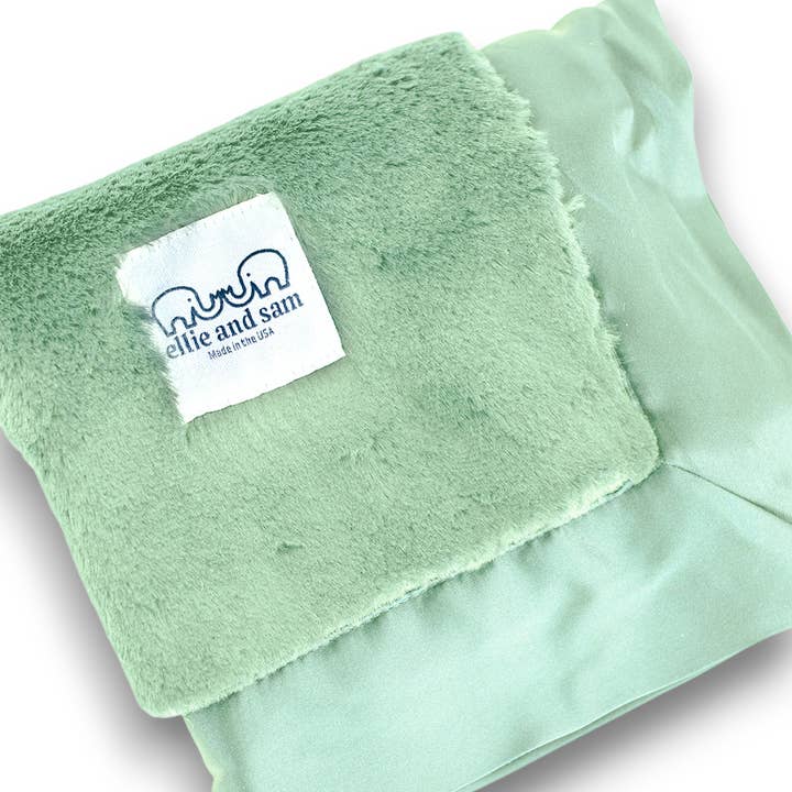 Luxury Satin Border Lovey - Mint Green for wholesale by ellie and sam