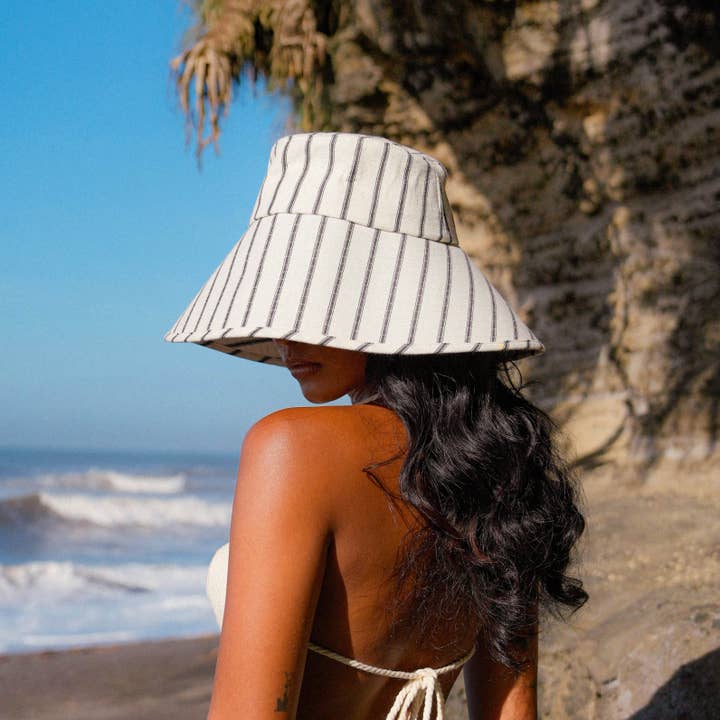 Brunna Co - Wholesale Straw Hat - Women's - HARPER Handwoven Striped Wide-brim Hat
