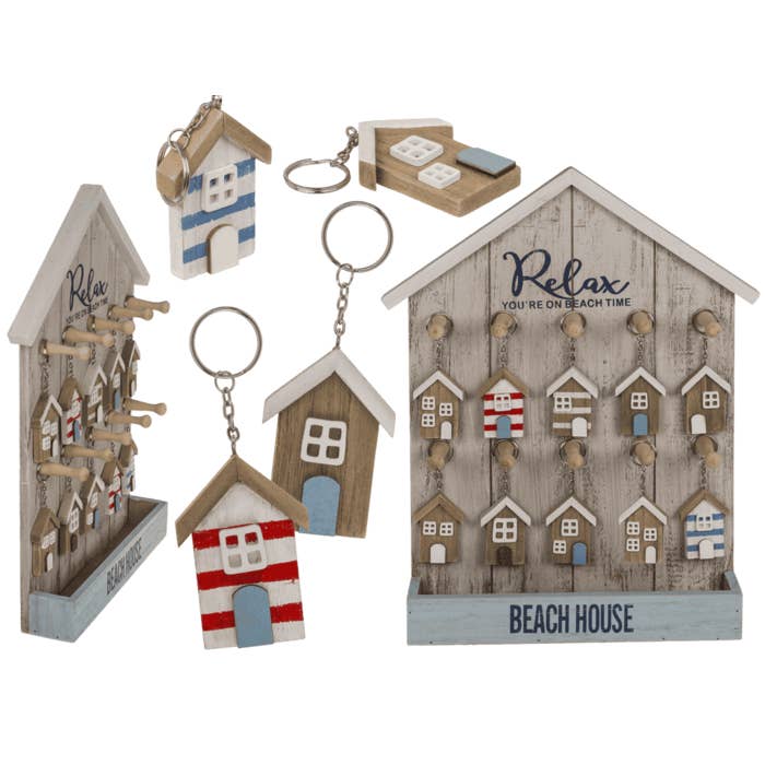Out of the blue KG - Wholesale Keychain - Unisex - Metal key chain, Wooden beach house,