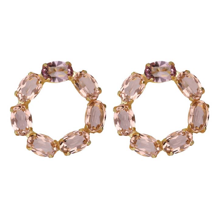 Pendientes cortos círculo Amalfi con cristal en Plata baño Oro
para venta al por mayor de Victoria Cruz