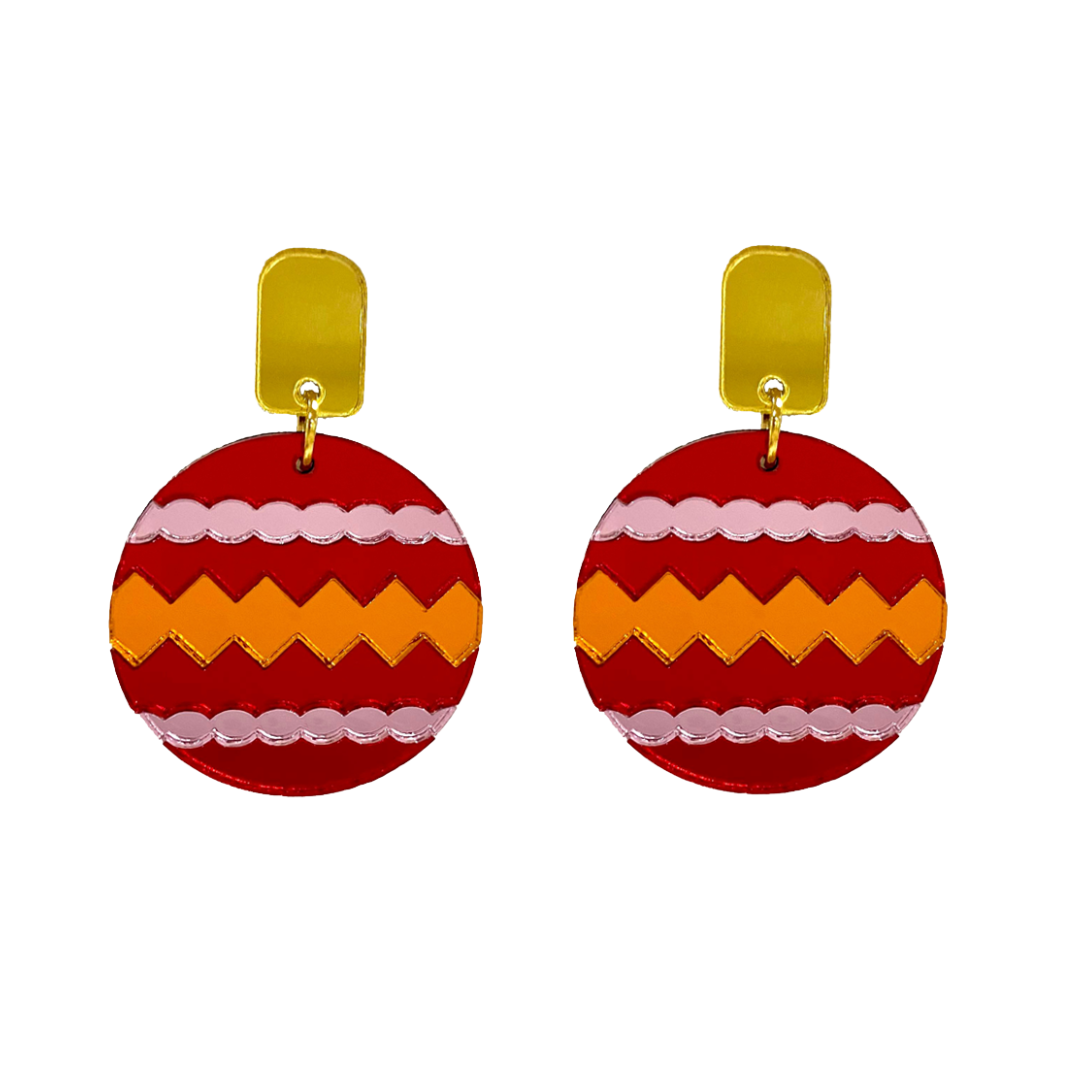Pipp Pop – wholesale Dangle earrings – Christmas Bauble Earrings  - 6 Colours Available0