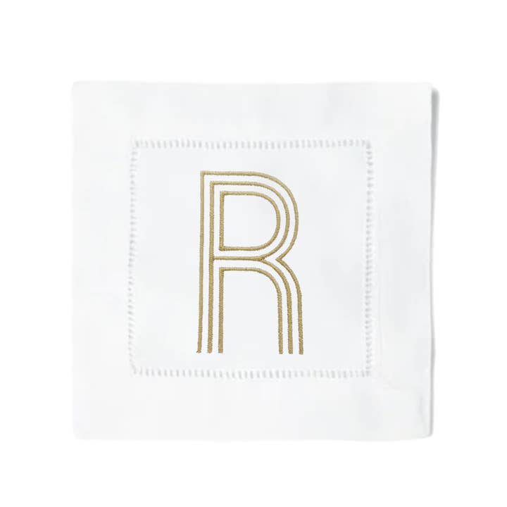 Guardanapos Cocktail Inicial Stripe por atacado de Blythe Embroidery Co.