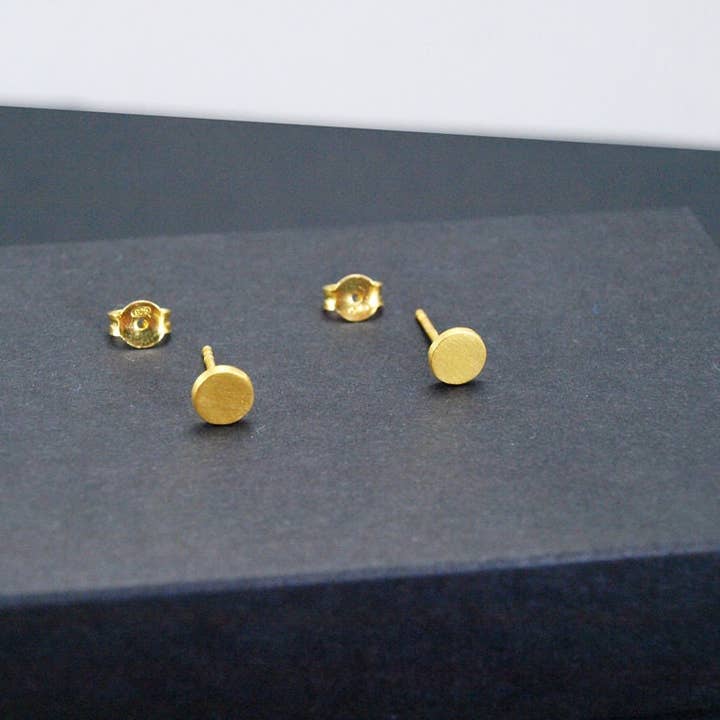 Flat Disk Studs, Silver Round Stud Earrings, Dot Earrings for wholesale by Fragkiski Designs