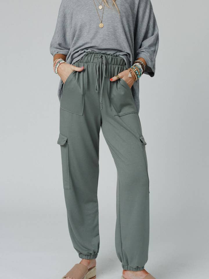 Three Bird Nest - Wholesale Pants - Women's - Easy Mornings Cinched Pants - Light Olive