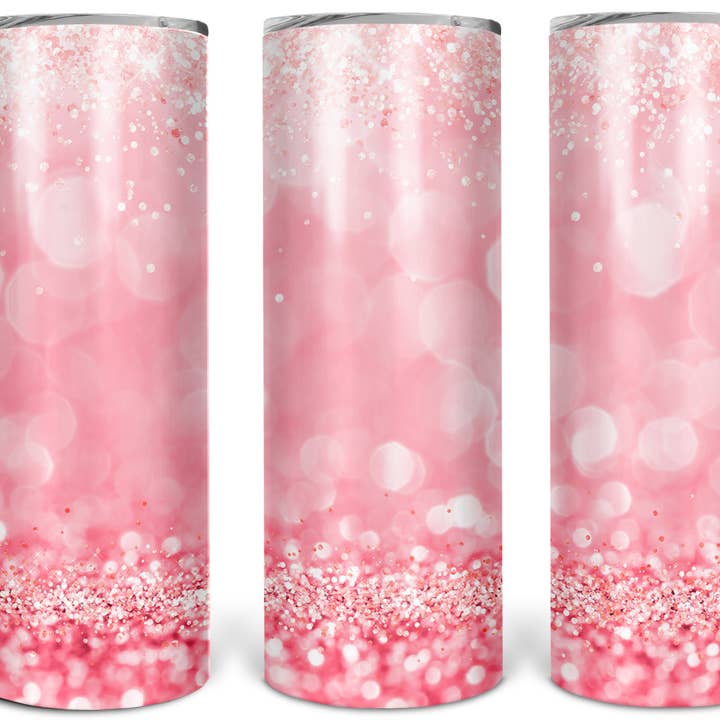 Pink with Glitter 20oz Sublimation Tumbler for wholesale by Twisted T Creations