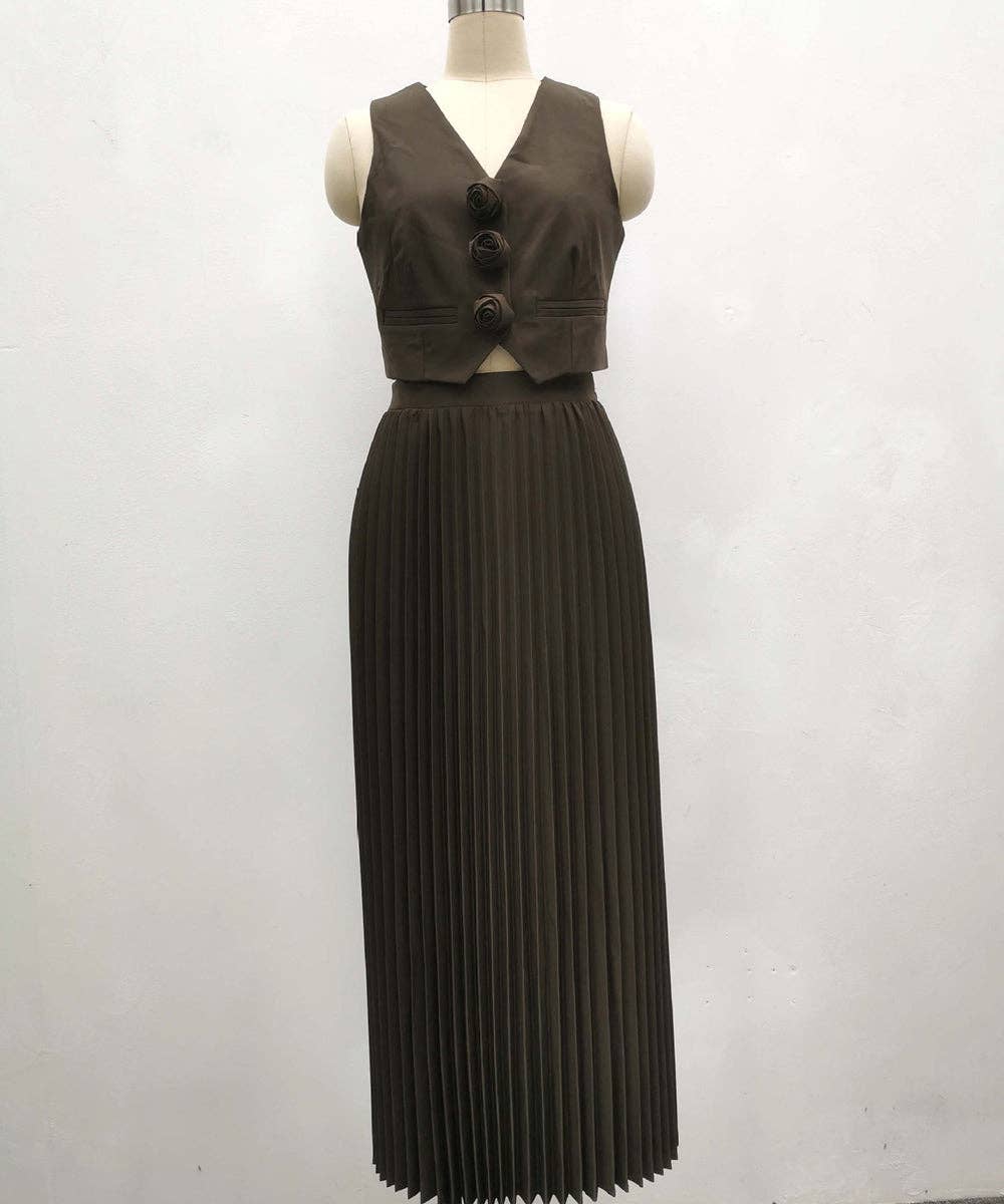 Aria Romance – Großhandel Set aus Oberteil und Rock – Damen – Zweiteiliges Set mit plissierten Ärmeln und Lagenlook21