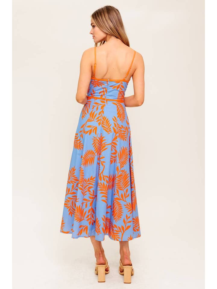 BLUE ORANGE A printed woven midi dress - ID22446 for wholesale on Faire