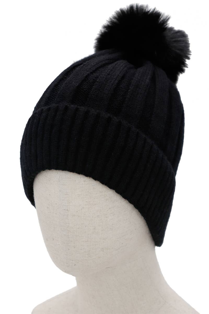 Cap Zone - Vendita all'ingrosso Berretto - Donna - Berretti foderati in pile con pompon a costine piatte1