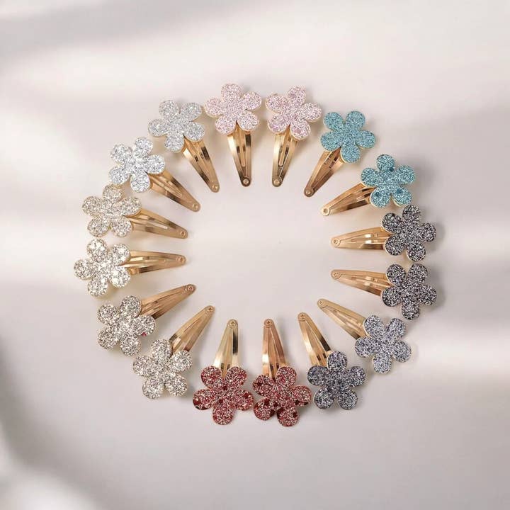 Kids4trendy - Wholesale Hair Clip - Kids - Glitter flower girl mega pack10