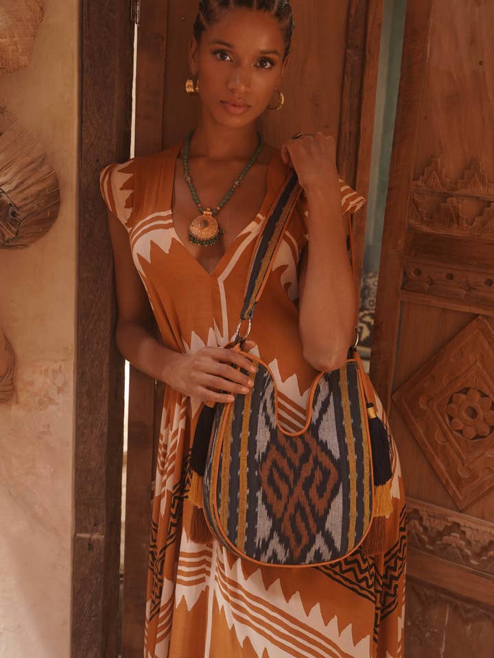 Zanzibar Mini Bag Black/Tan/Gold for wholesale by Jodi Lee