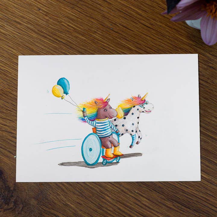 Frau Inga Malt - Wholesale Everyday Greeting Card - Postcard Unicorns0