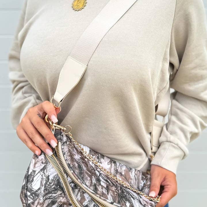 Suhkasana - Wholesale Crossbody Bag - Women's - Camo Print Crossbody Shoulder Bag with Gold Chain Detail5