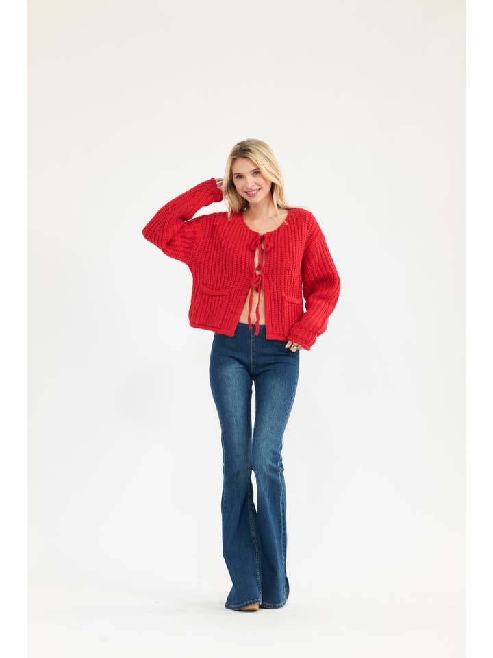 Newbury Kustom - Wholesale Cardigan - Women's - 11316-Tie-Front Knit Cardigan7