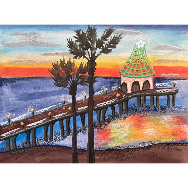 South Bay Wishes Christmas Card - vacanza, South Bay, molo per la vendita all'ingrosso da parte di Kerry Quinn's Kitsch
