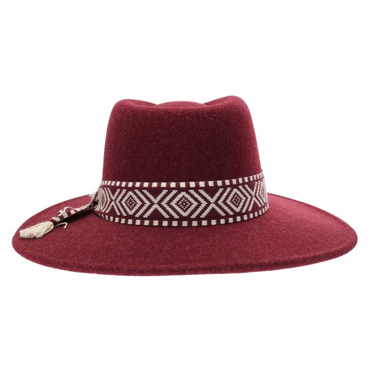 C.C Beanie - Wholesale Fedora - Women's - Geometric Trim Vegan Fabric C.C Panama HAT WF3