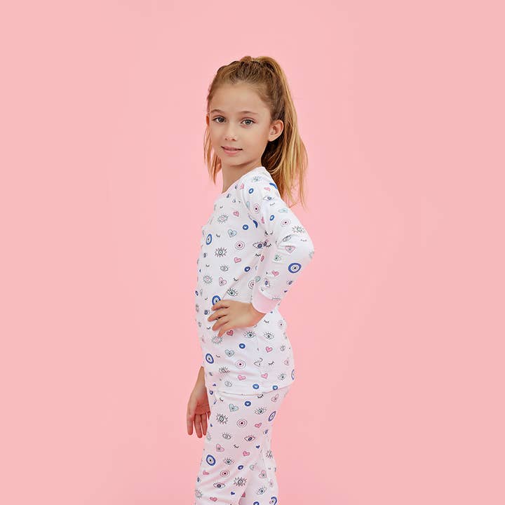Girl Evil Eye Two Piece PJ for wholesale by Baby Noomie