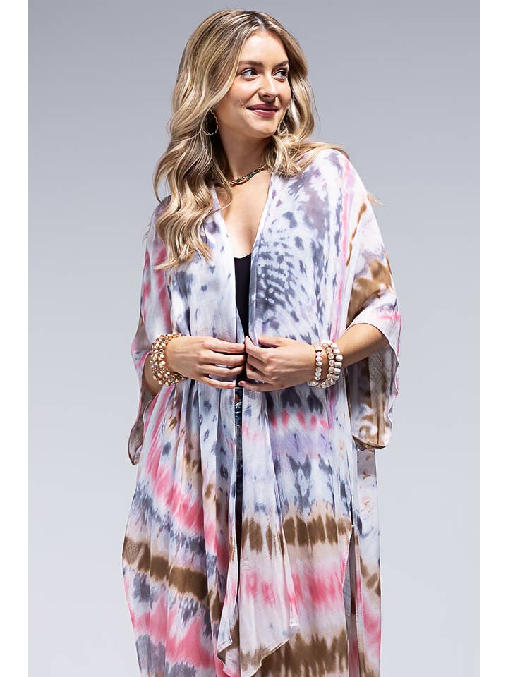 Rosa Multi Urbanista leichter Kimono mit sanftem Batikmuster für den Großhandel auf Faire1