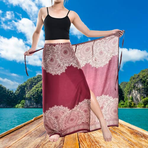 Bohotusk – wholesale Strandkläder – Dam – Bohotusk Röd Sol Storm Sarong Super Mjuk 150cm x 110cm