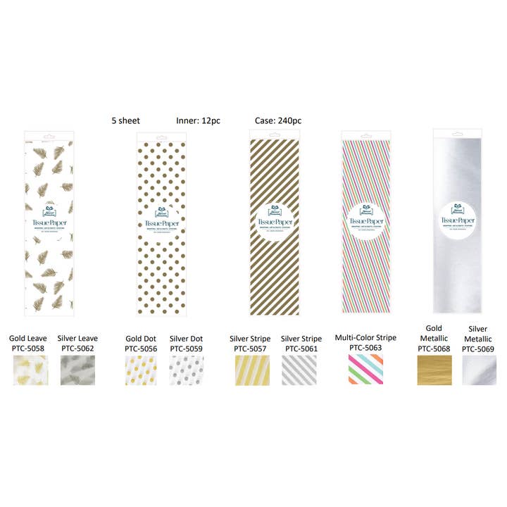 Gold Party Tissue Paper with Leaves Pattern Gold, 5Sheets for wholesale on Faire1