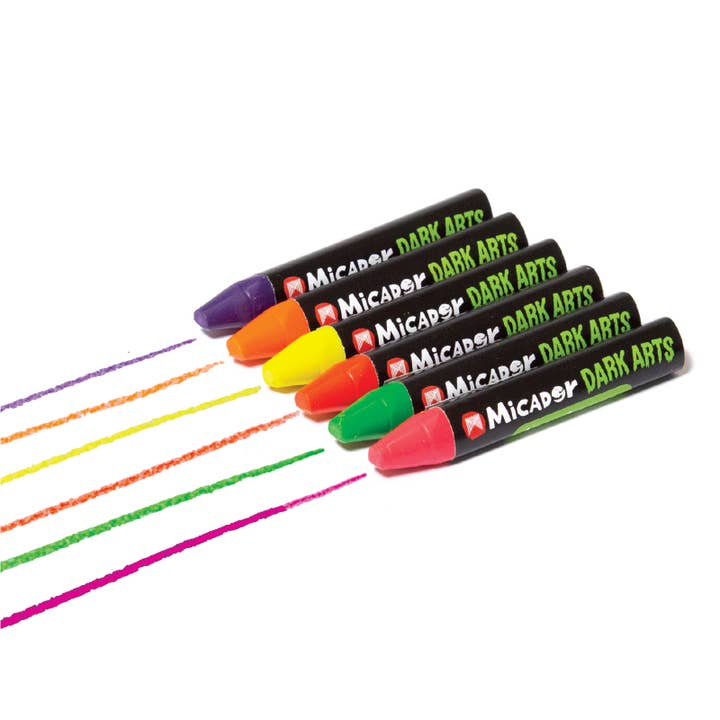 MacPherson's - Wholesale Crayons - Kids & Baby - Micador Dark Arts, Neon Glow Crayons Pack, 6-Crayon Set