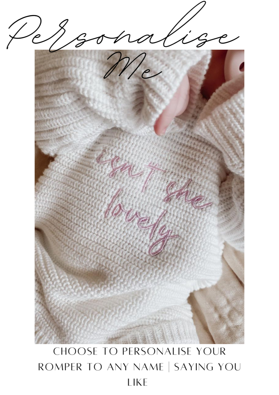 Petite + Co - Wholesale Jumpsuit - Baby - CLASSIC RIBBED ROMPER - MILK | PERSONALISED EMBROIDERY AVAILABLE7