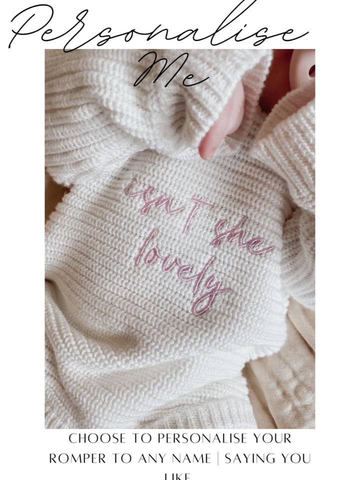 Petite + Co - Wholesale Jumpsuit – Baby - CLASSIC RIBBED ROMPER - MILK | PERSONALISED EMBROIDERY AVAILABLE7