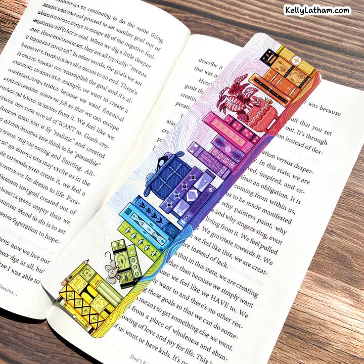 Kelly Latham Art - Wholesale Bookmark - Rainbow Bookshelf Bookmark – Bookish Gift – Book Lover Gift