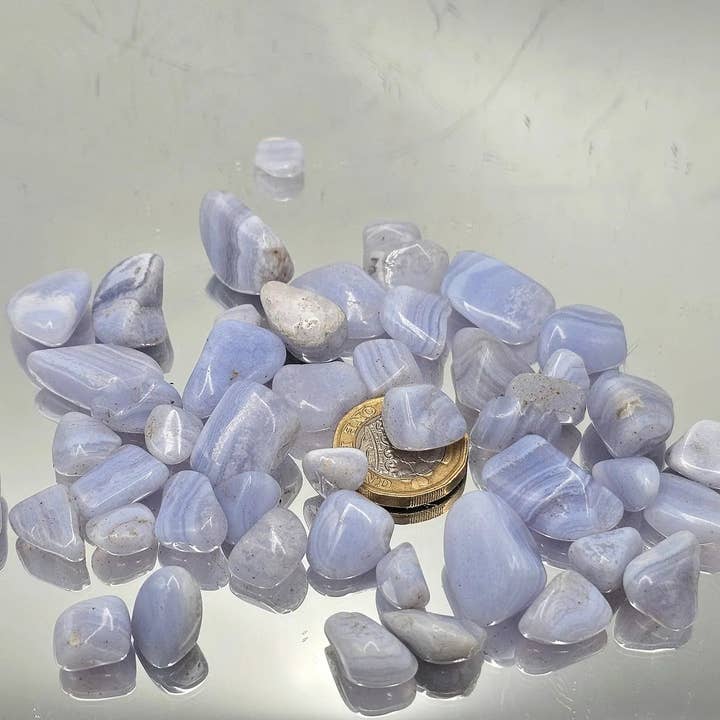 Distinction Crystals - Wholesale Spiritual Stone/Crystal - Malawi Blue Lace Agate Tumblestone Extra Small 100g Batch