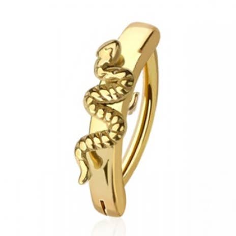 316L SURGICAL STEEL BURSNISH SNAKE RAIL CLICKER BELLY RING for wholesale by CRAVE