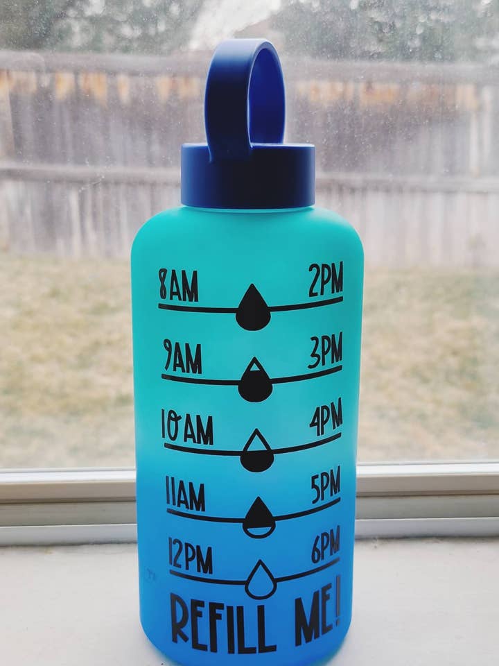 Motivational Ombre Water Tracker Bottle for wholesale by ColoradoBookworms