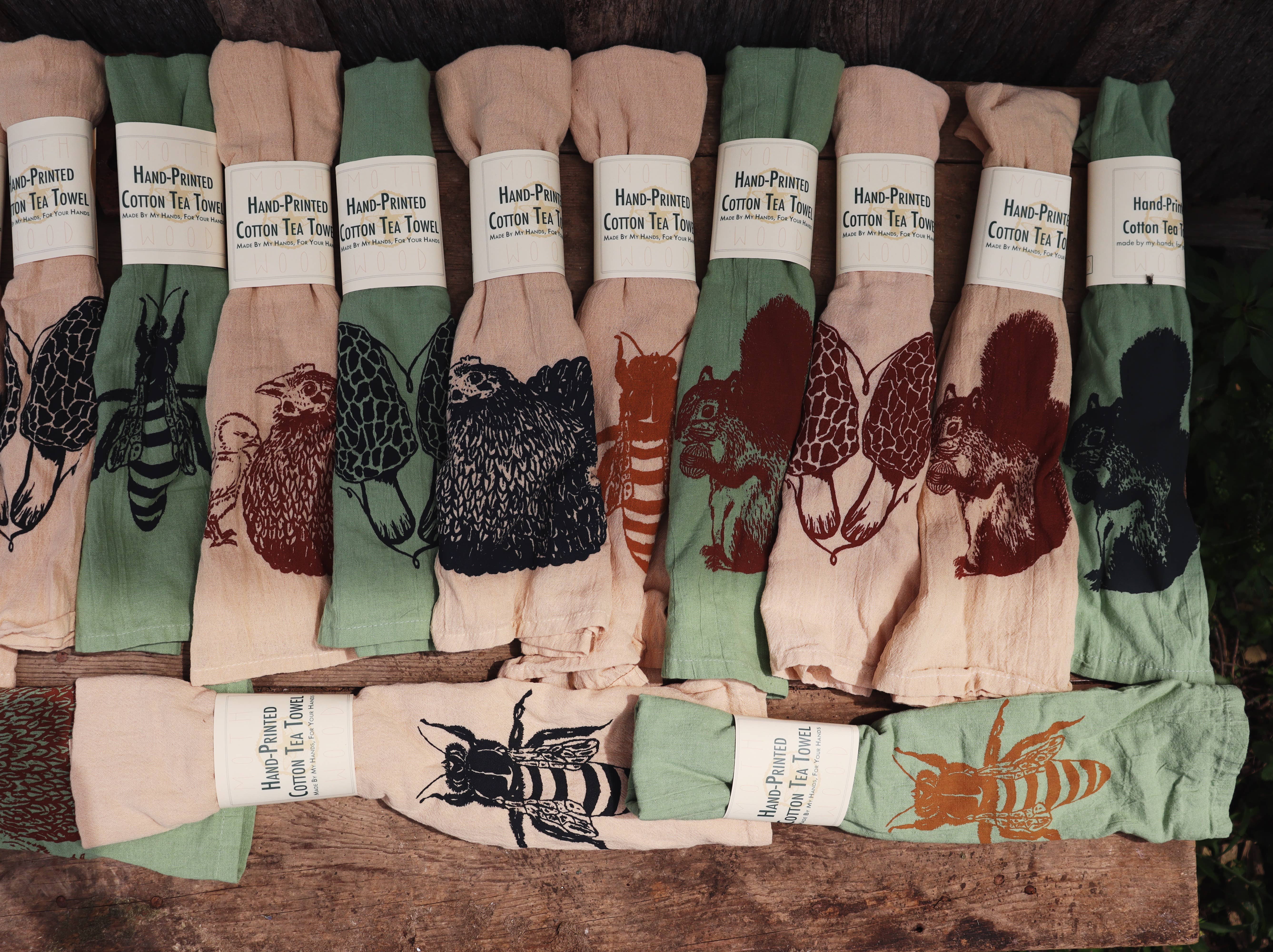 MOTH WOOD - Wholesale Tea Towel - Hand Screen Printed Cotton Tea Towels14