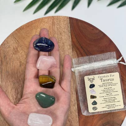 CaNatureLover - Wholesale Spiritual stone/crystal - TAURUS Crystal Set,5x Crystals Set ZODIAC HOROSCOPE5