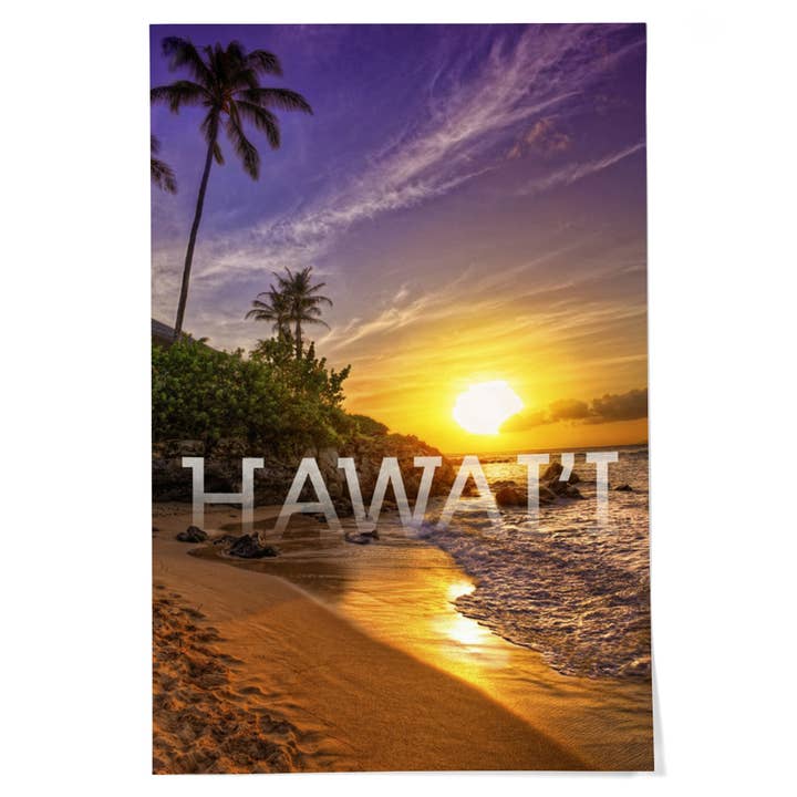 GICLEE PRINT Hawaii, Sunset and Palm for wholesale by Lantern Press