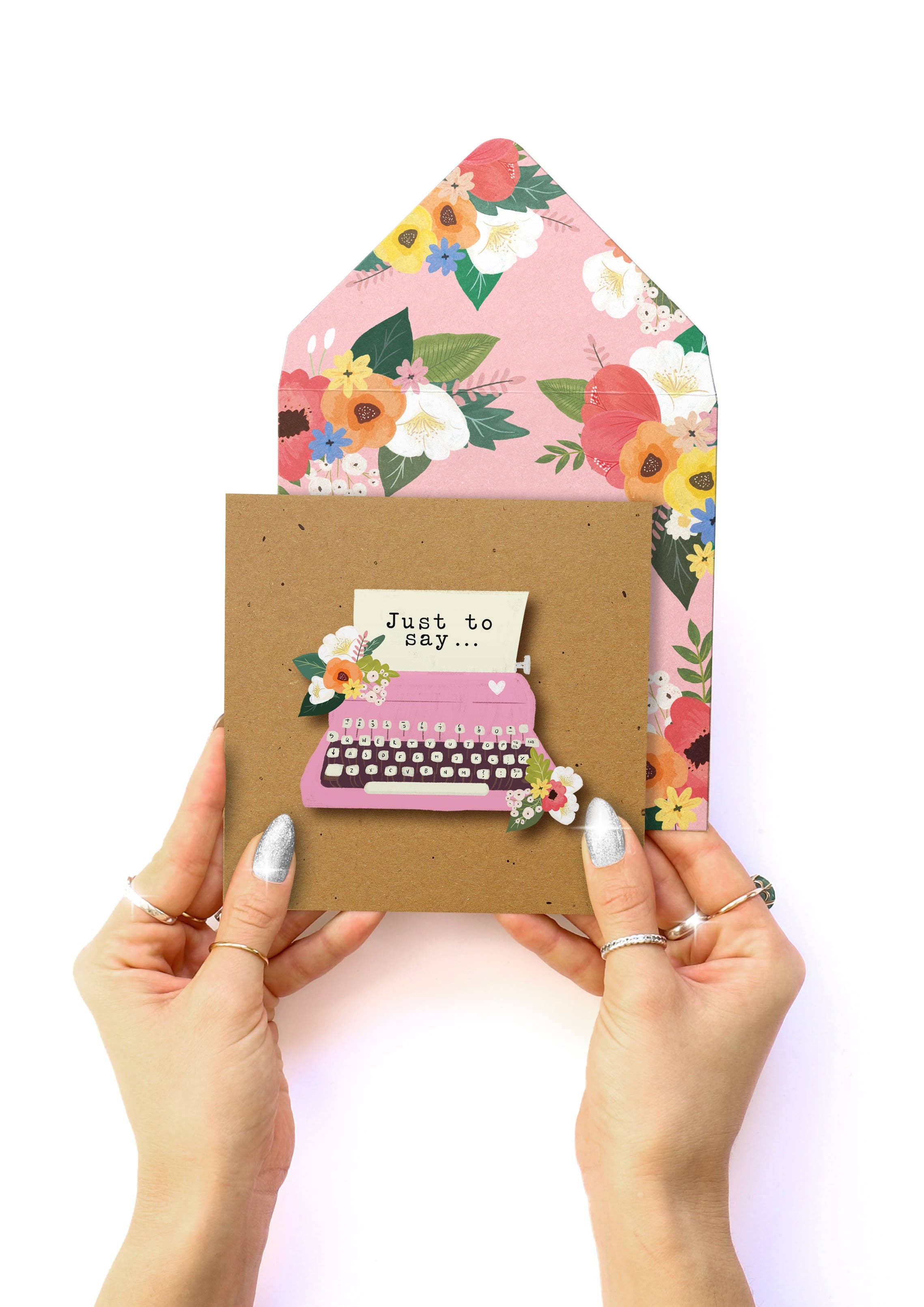 Tache - Wholesale Love Card - Just To Say…Vintage Typewriter, Handmade Greeting Card1