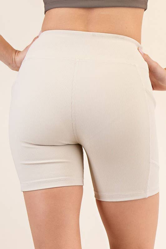 Sunday Morning – wholesale Träningsshorts – Dam – P7663PL37-PLUS SIZE SLIM FIT NYLON RIB 6IN BIKER8