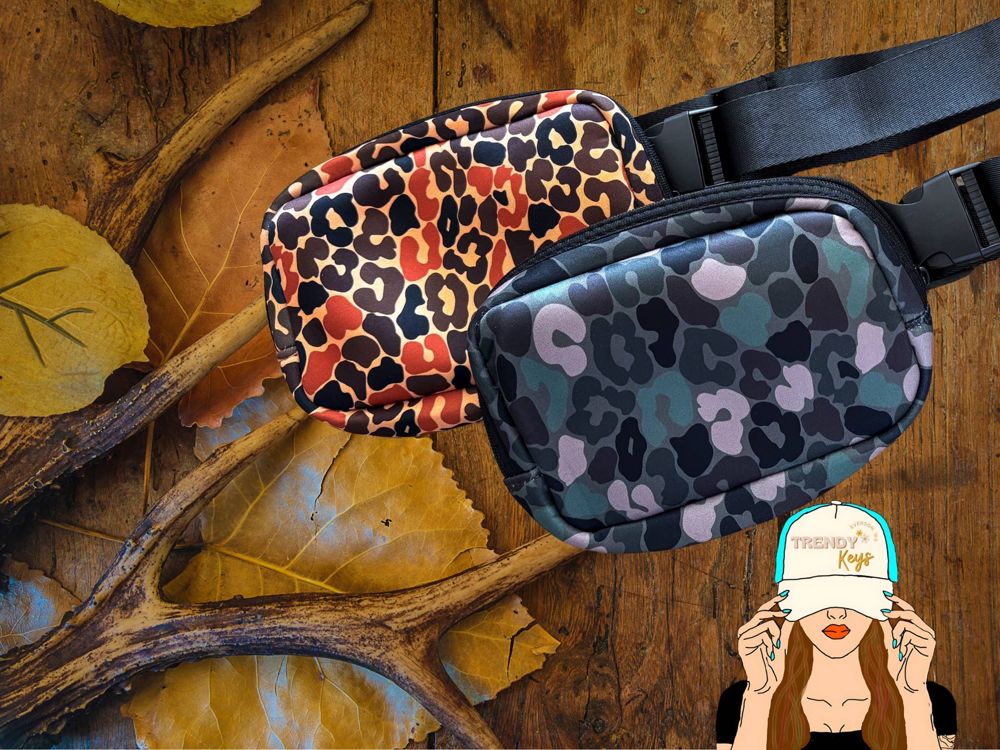 TrendyKeys - Wholesale Belt Bag - Women's - Neoprene Sling/Belt Bags, Patchable, Multiple Pockets11