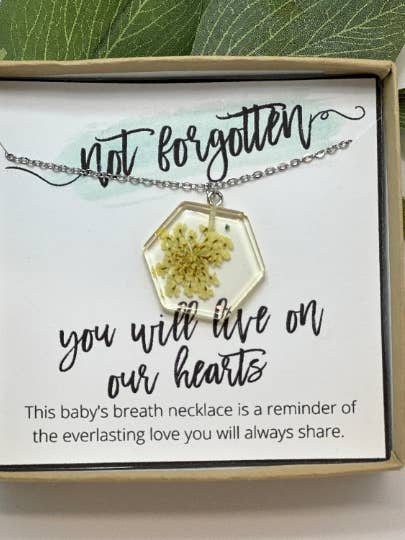 Baby's Breath Necklace, Miscarriage Gift, Sympathy Gift for wholesale by Little Happies Co