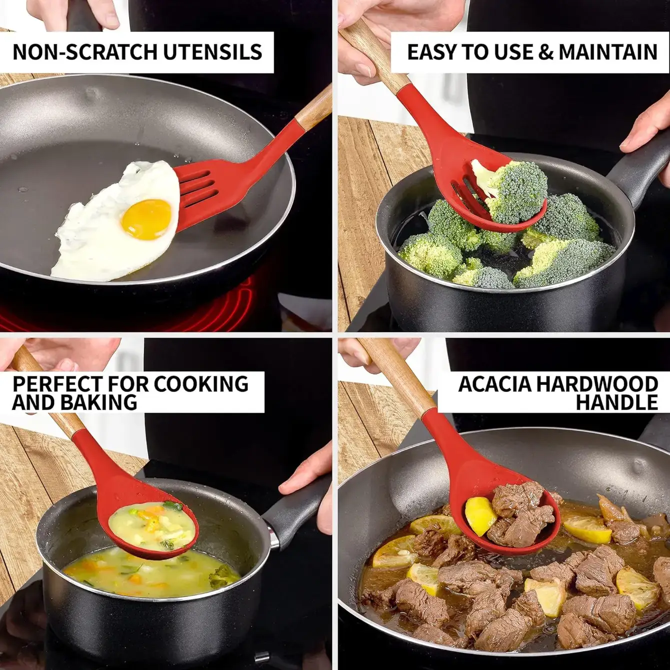 Zulay Kitchen - Wholesale Kitchen Utensil Set - 5-Piece Silicone Utensils Set with Wooden Handles47