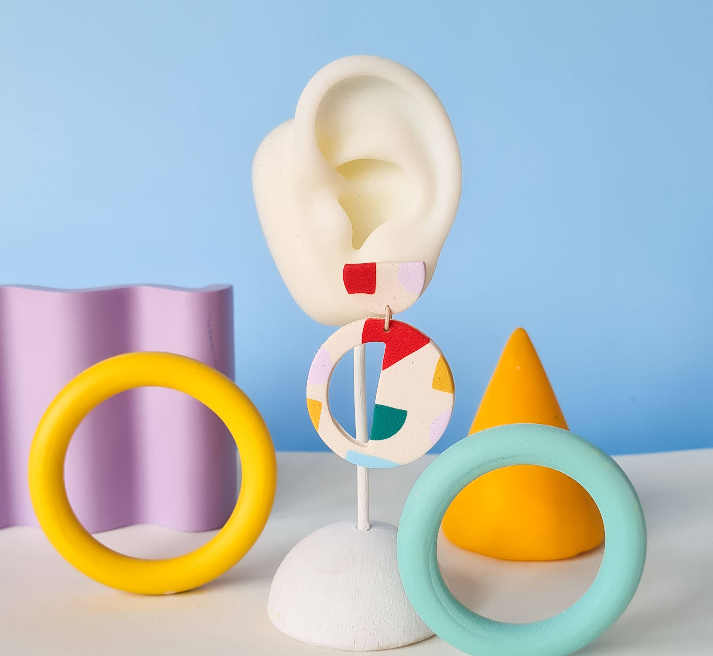 Mono - Wholesale Dangle Earrings - colorful patterned handmade clay earrings in 19 varieties18