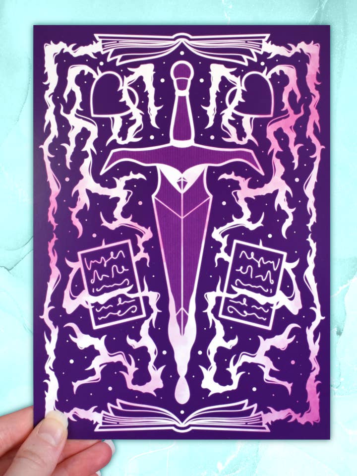 *NEW* Thorny Dagger in Purple - Bookish A5 Print for wholesale by Felfira Moon Designs