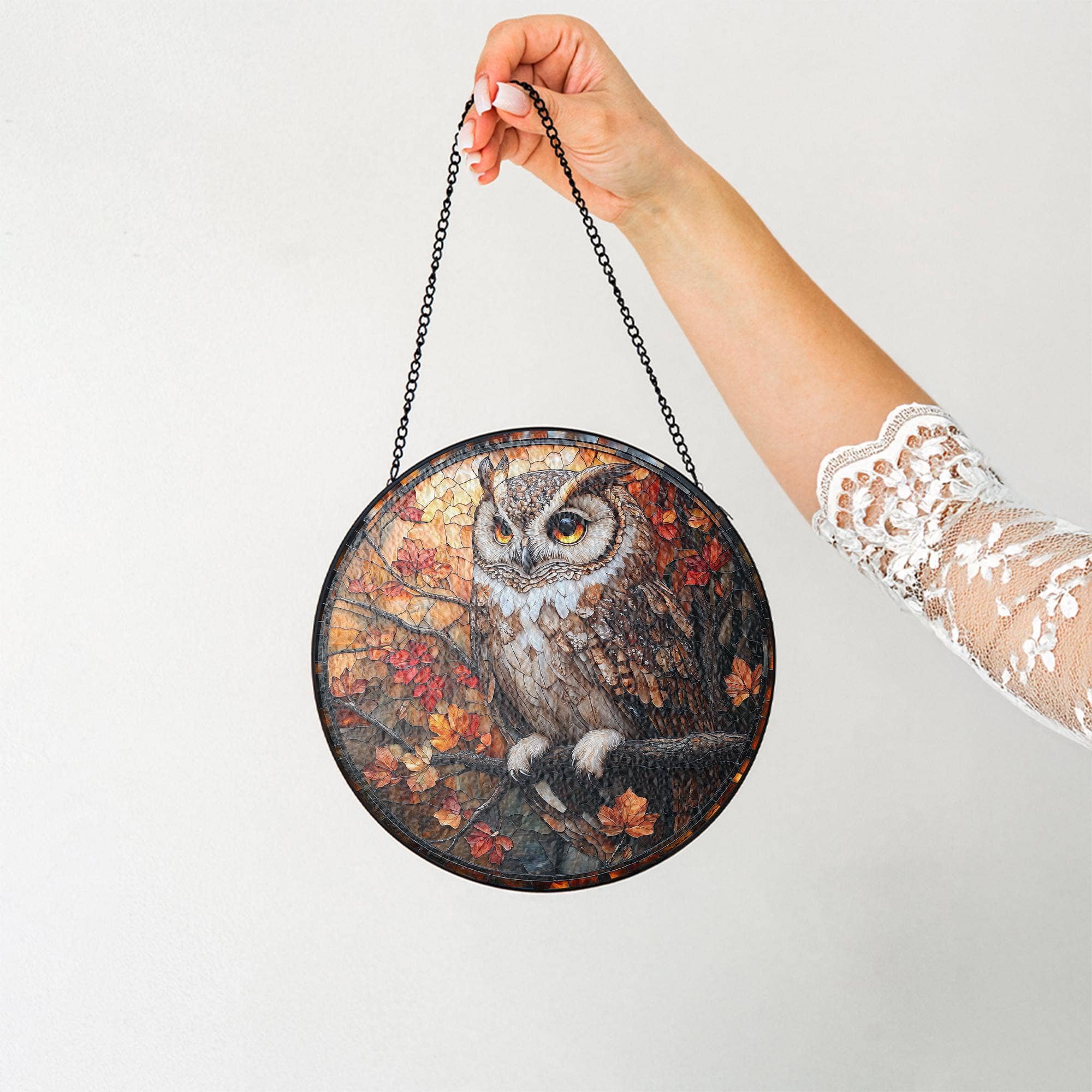 NVC Ecommerce LLC – wholesale Solfångare – Uggla i färgat glas solfångare, Söt fågel solfångare, Uggla present3