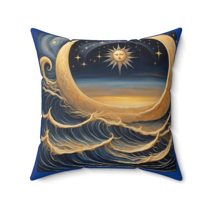 Upside Down Owl Farm - Wholesale Throw/Decorative Pillow - Celestial Pillow, Sun and Stars Pillow, Sun and Moon Pillow