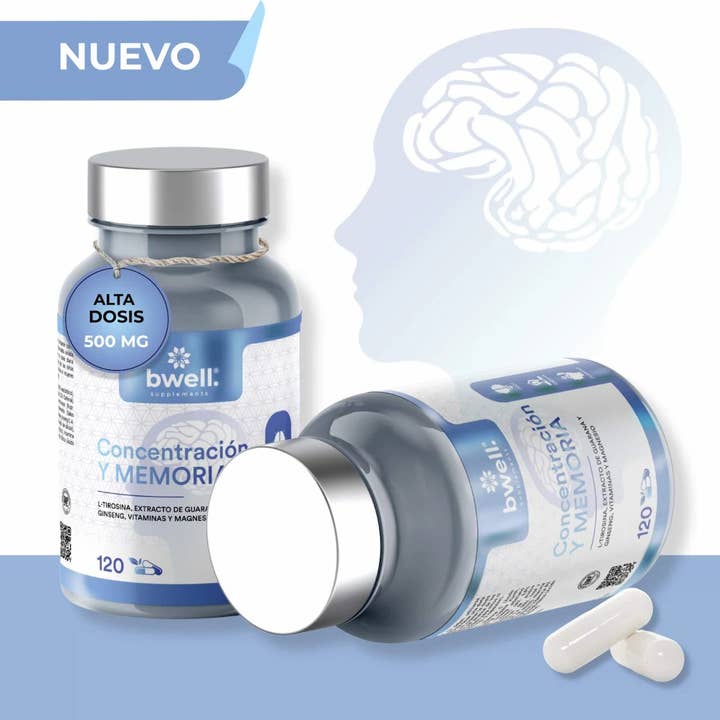 Naturlig Nootropisk til Koncentration og Hukommelse | Guarana 100mg & Ginseng 50mg + L-Tyrosin 500mg - 120 kapsler for engroshandel hos Bwell Supplements
