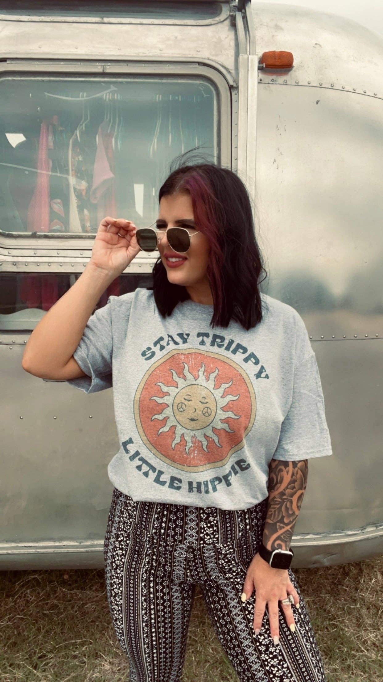 Sugar & Velvet Collective Wholesale - Wholesale T-Shirt (Graphic) - Women's - Stay trippy little hippie0