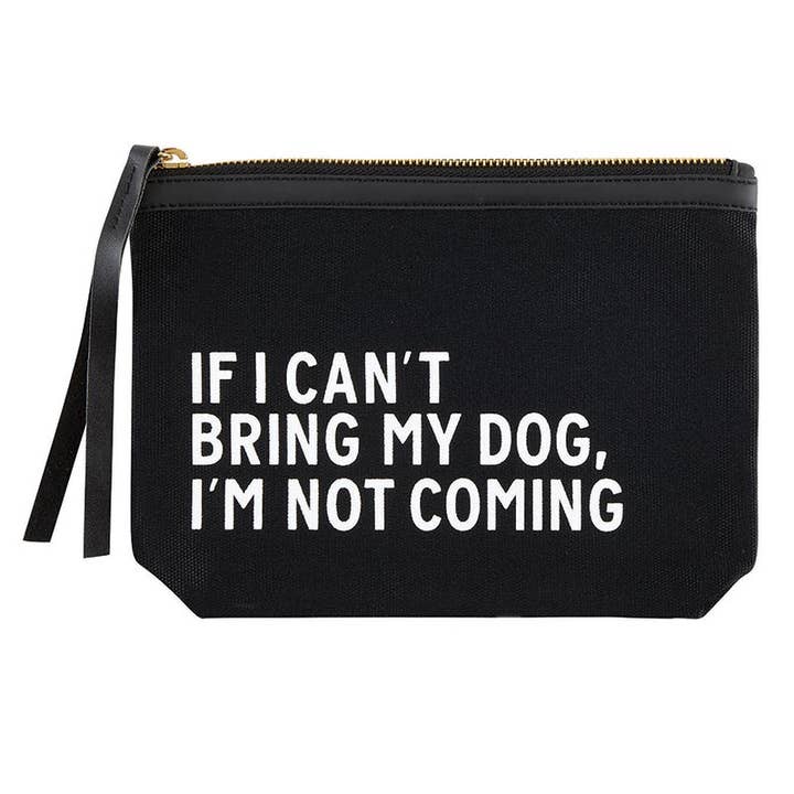 Santa Barbara Design Studio by Creative Brands - Wholesale Pouch - Women's - Black Canvas Pouch - Can't Bring My Dog