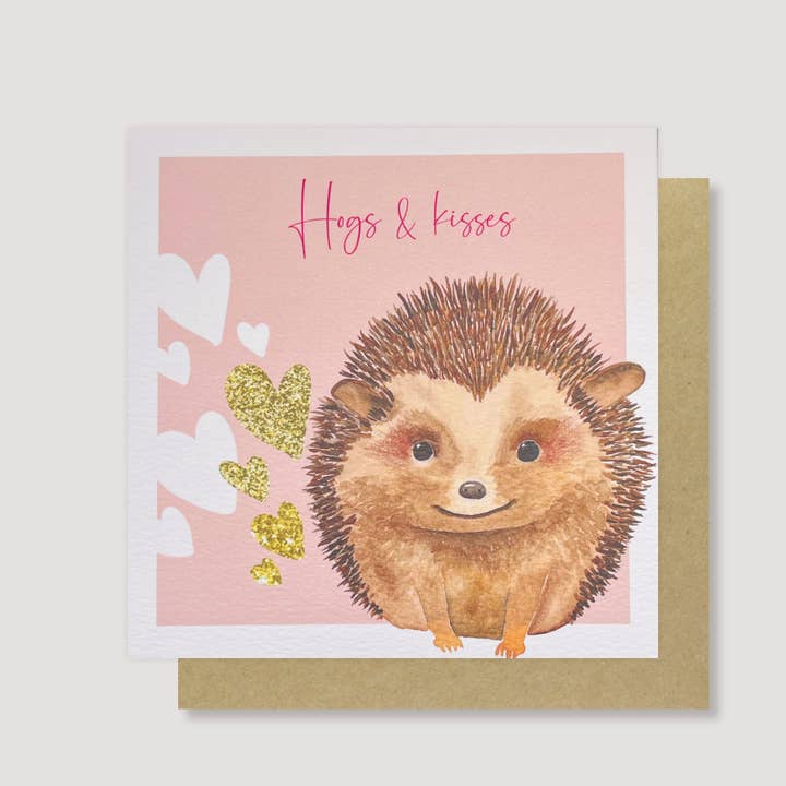 Hogs and Kisses Cute Pun Greeting Card – Wholesale Love Card for wholesale by Heather Trefusis Art - Greeting Cards (*US Duties Paid*)